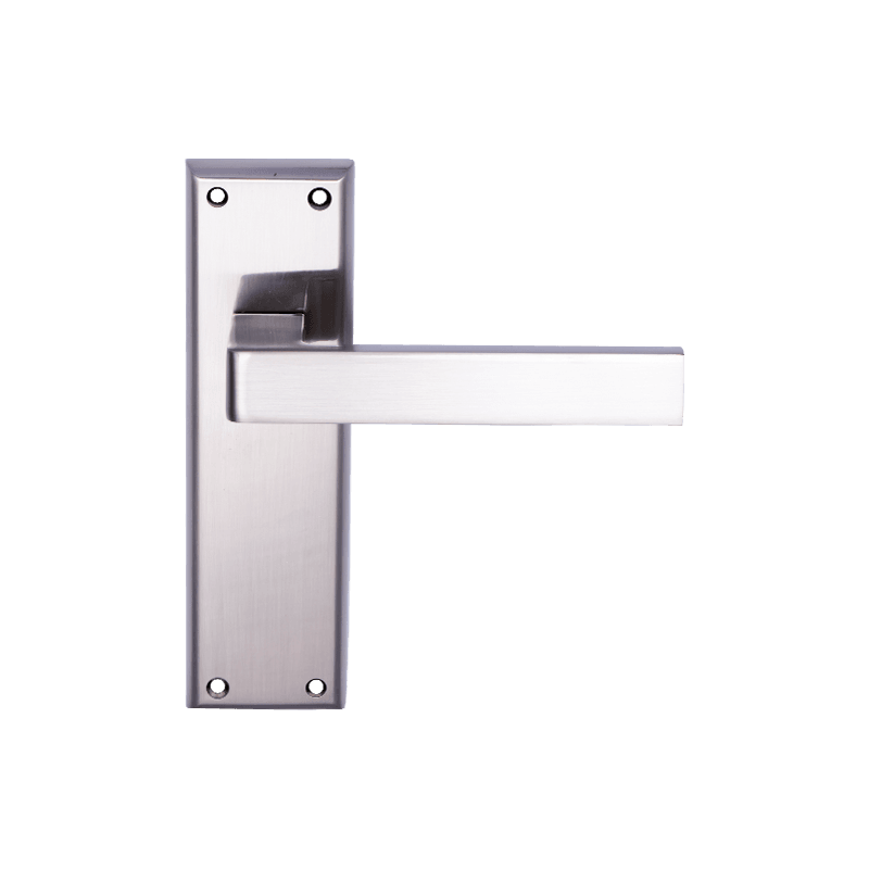 DH17052 Square Flat Lever Door Handle On Plate Satin Chrome