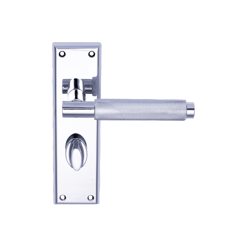 DH17069B Knurled Lever Door Handle On Plate Polished Chrome