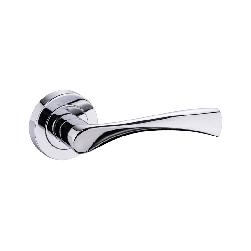 Aluminium Lever On Rose Door Handle Polish Chrome