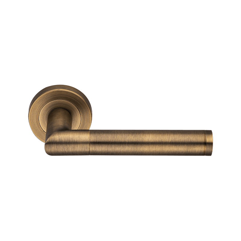 Lever On Rose Door Handle Matt Antique Brass 1 X Door Fittings Round Rosette I Door Handles Interior Doors L Shape