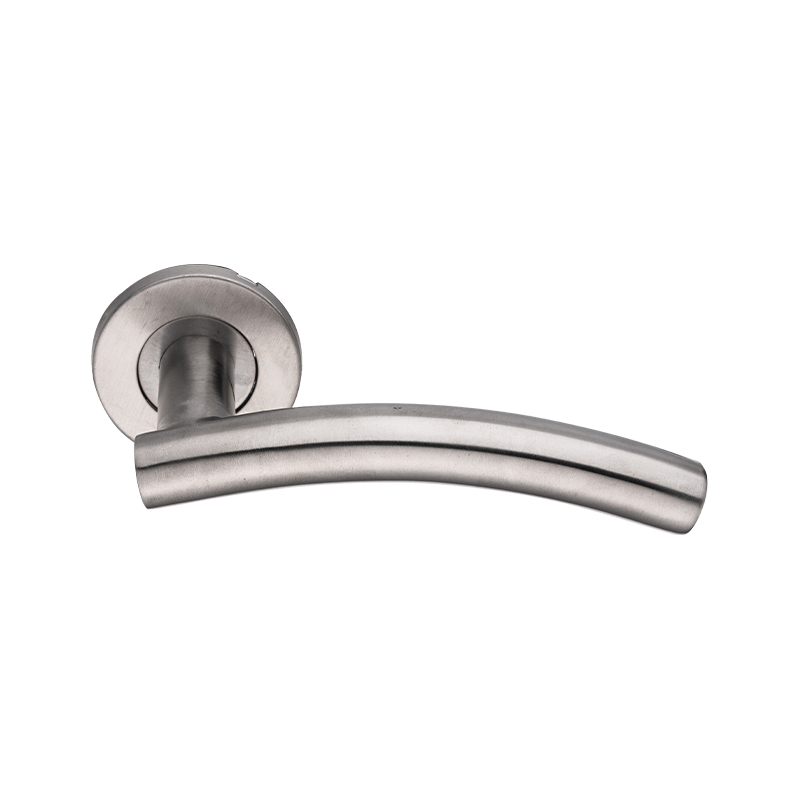 Curved Lever On Rose Door Handles Satin Stainless Steel